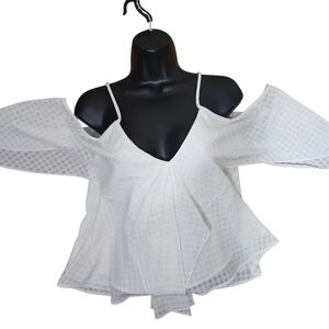 The Fifth Label White Open Shoulder Spaghetti Strap Blouse Small